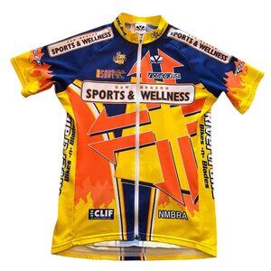 Voler Cycling Jersey Men's Size L New Mexico Full Zip Yellow Orange Blue Sponser